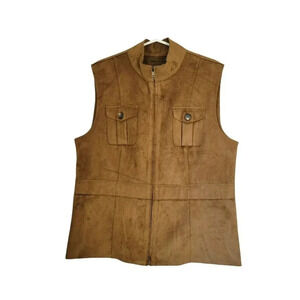 Lauren Dry Good Supply Company Faux Suede Leather Vest Brown size L sleeveless